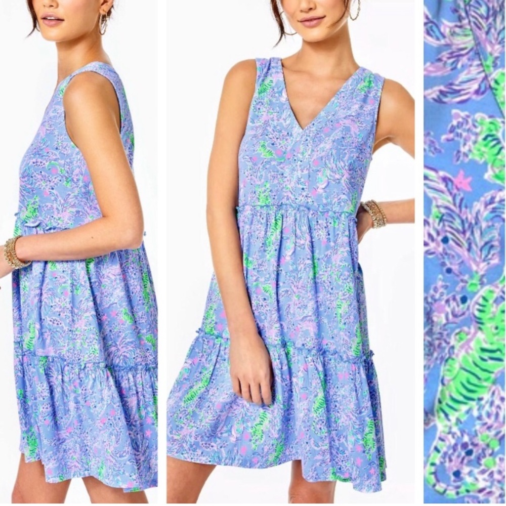 Lilly Pulitzer Lavender Floral V-Neck Sleeveless Sundress